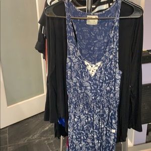 Blue and off white floral dress